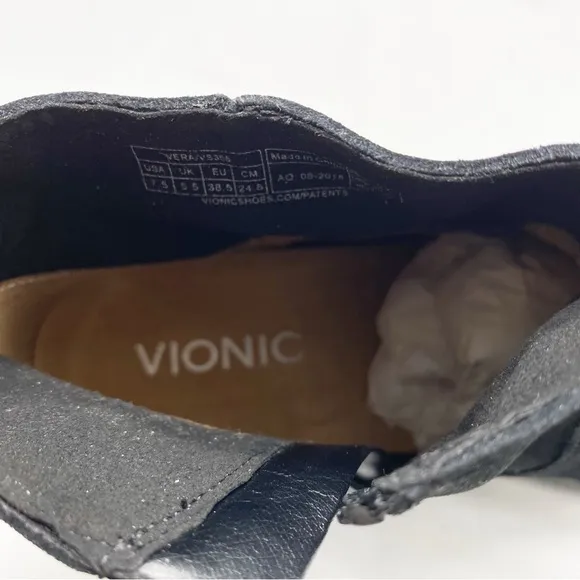 Vionic Vera Water Resistant Orthotic Black Suede Ankle Boots 7.5 NEW