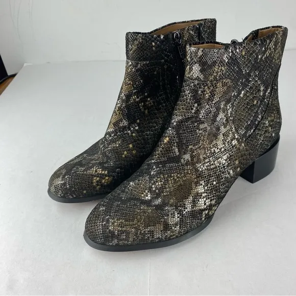 Vionic Womens 6 Vivian Kamryn Snakeskin Leather Ankle Boots Booties