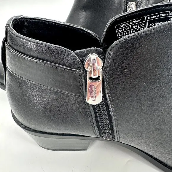 VIONIC Womens Millie Leather Dress Ankle Boots Black Booties Zip Up Size 6.5