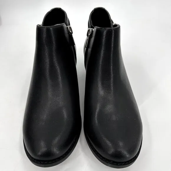 VIONIC Womens Millie Leather Dress Ankle Boots Black Booties Zip Up Size 6.5