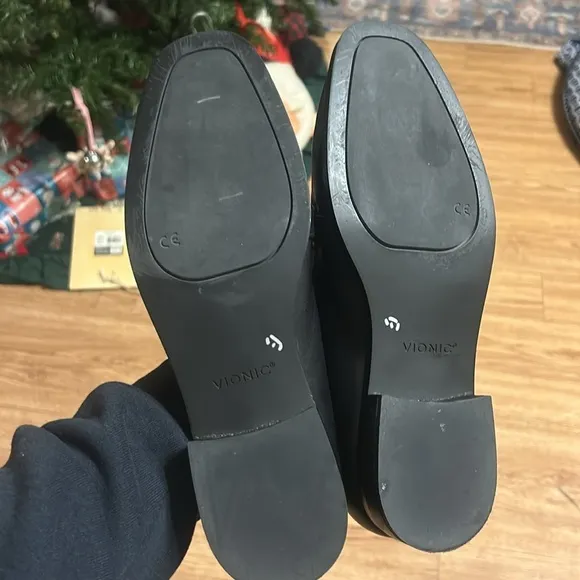 Vionic Women's Mizelle Leather Loafers Black Monk Size 9