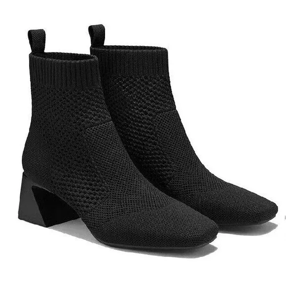 VIVAIA Melissa Women's Ankle Boots Slip on 1.77'' Chunky Block Mid Heel Bo 38.5