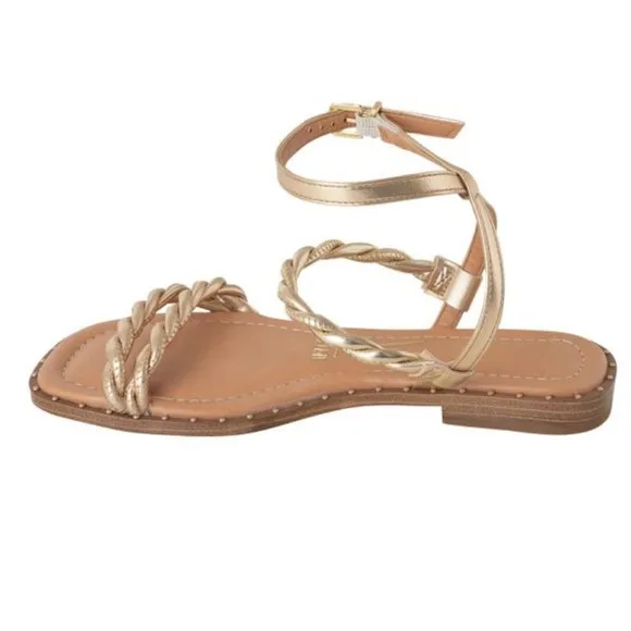 Vizzano Metallic Gold Rose Flat Sandals Straps