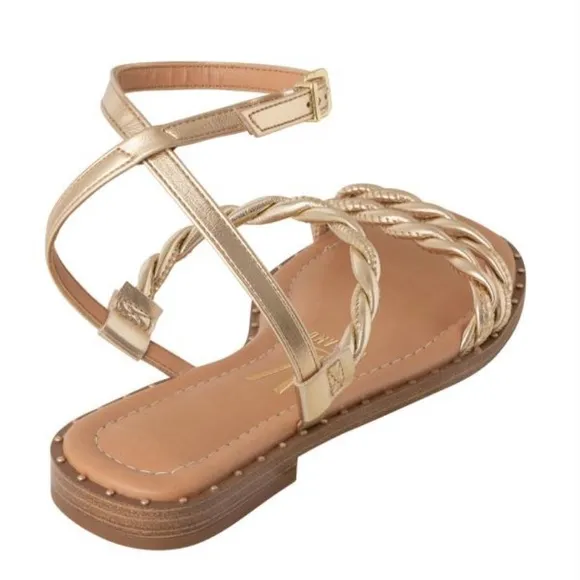 Vizzano Metallic Gold Rose Flat Sandals Straps
