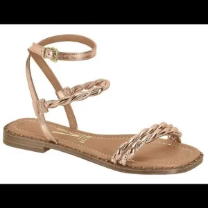 Vizzano Metallic Gold Rose Flat Sandals Straps