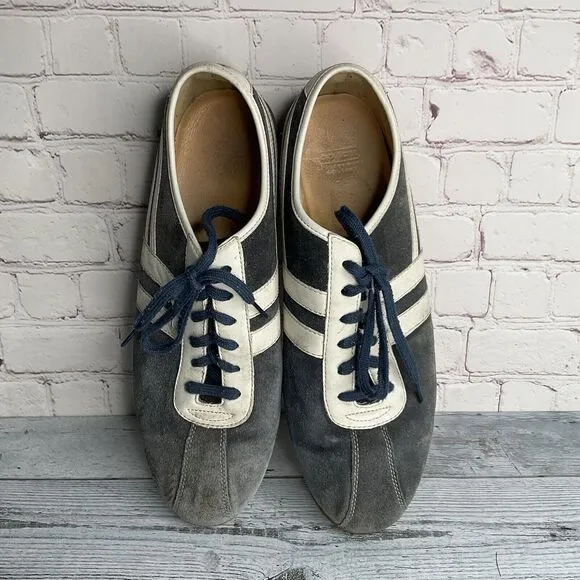 Vtg Coach Retro Sneakers In Steel Blue Suede And Gum Soles Size 13 M