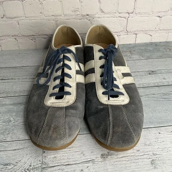 Vtg Coach Retro Sneakers In Steel Blue Suede And Gum Soles Size 13 M