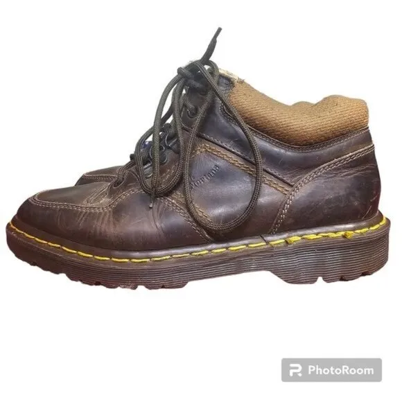 VTG Doc Martens Ankle Lace Up Boots Sz 8 Brown Leather Air Cushion Sole England