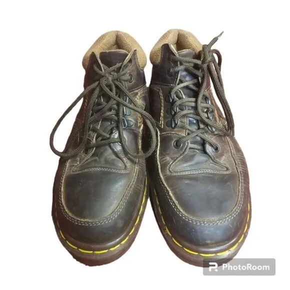 VTG Doc Martens Ankle Lace Up Boots Sz 8 Brown Leather Air Cushion Sole England