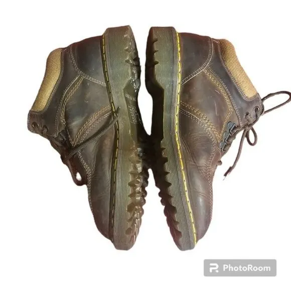 VTG Doc Martens Ankle Lace Up Boots Sz 8 Brown Leather Air Cushion Sole England