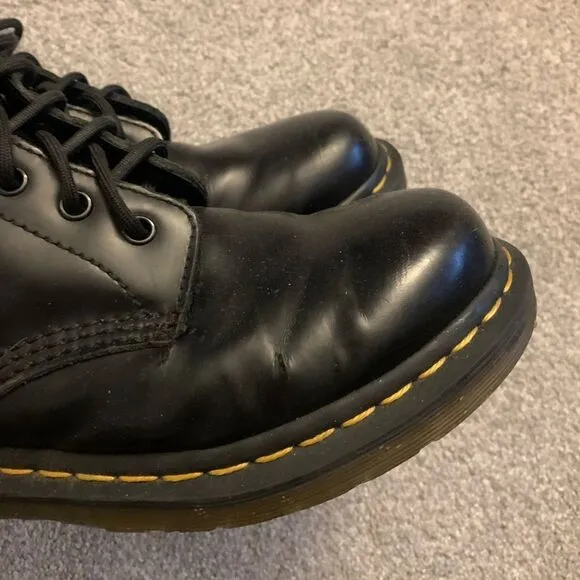 VTG Dr Marten Classic Rubber Combat Boots Black Size 9 Doc Martens Lace Up Boots