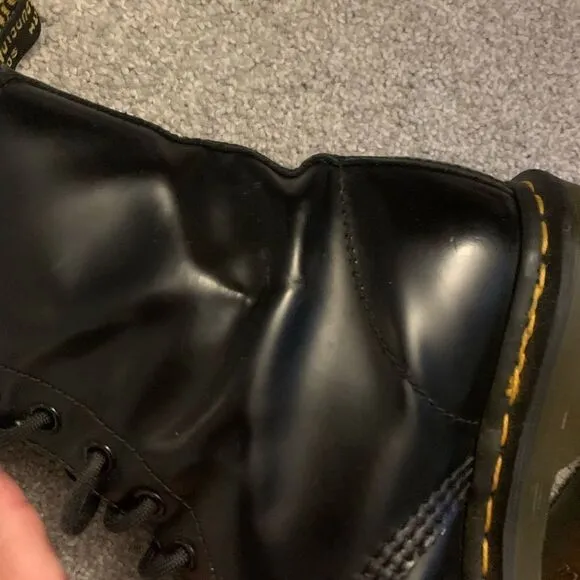 VTG Dr Marten Classic Rubber Combat Boots Black Size 9 Doc Martens Lace Up Boots