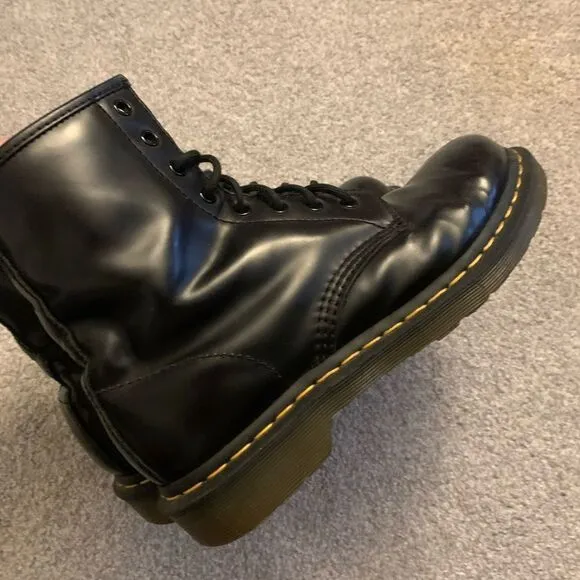 VTG Dr Marten Classic Rubber Combat Boots Black Size 9 Doc Martens Lace Up Boots