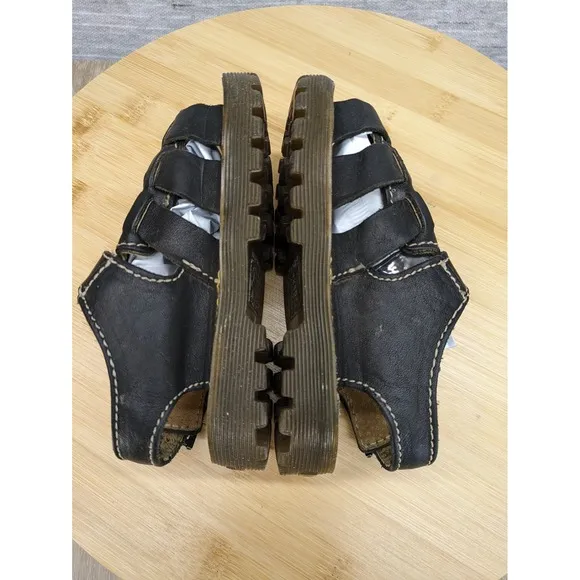 Vtg Dr. Martens Fisherman Sandals Black Leather Buckle Straps Toddler 7 7.5