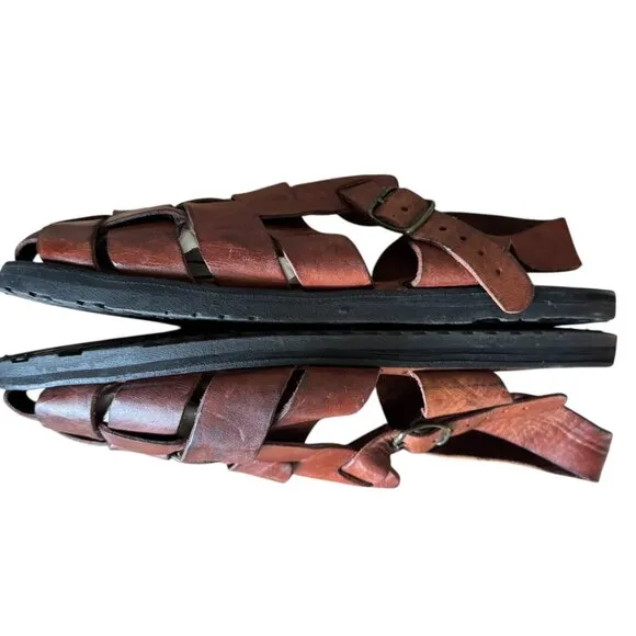 Vtg Eddie Bauer Sandals Sz 15 Leather Fisherman Summer Gorpcore Grunge Classic