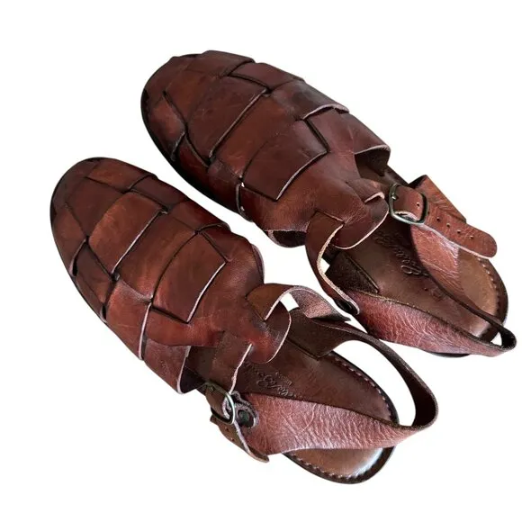 Vtg Eddie Bauer Sandals Sz 15 Leather Fisherman Summer Gorpcore Grunge Classic