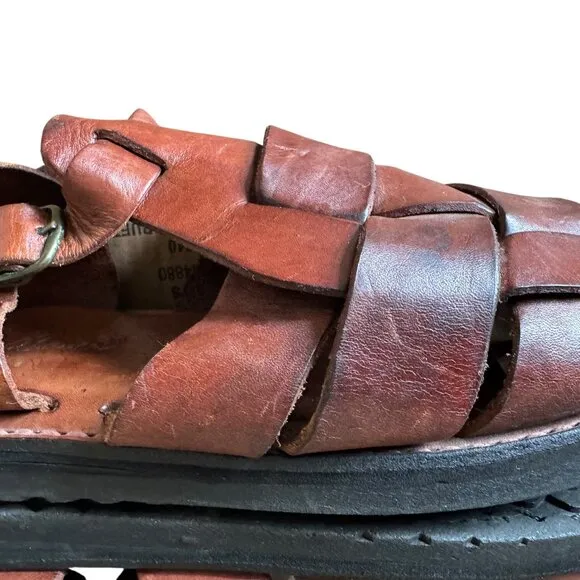 Vtg Eddie Bauer Sandals Sz 15 Leather Fisherman Summer Gorpcore Grunge Classic