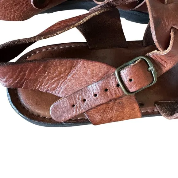Vtg Eddie Bauer Sandals Sz 15 Leather Fisherman Summer Gorpcore Grunge Classic