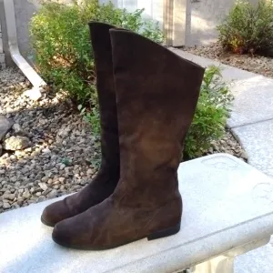 Vtg JACK SPRAT Brown SUEDE LEATHER FOLDING CUFF PIRATE SLOUCH BOOTS Women Size 9