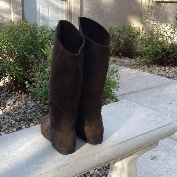 Vtg JACK SPRAT Brown SUEDE LEATHER FOLDING CUFF PIRATE SLOUCH BOOTS Women Size 9
