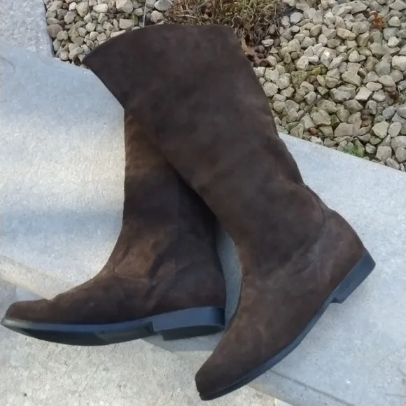 Vtg JACK SPRAT Brown SUEDE LEATHER FOLDING CUFF PIRATE SLOUCH BOOTS Women Size 9