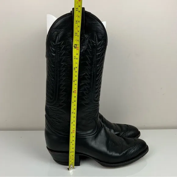 VTG Tony Lama Men’s Size 8.0 D 6214 Black Leather Cowboy Boots Lizard Wingtip