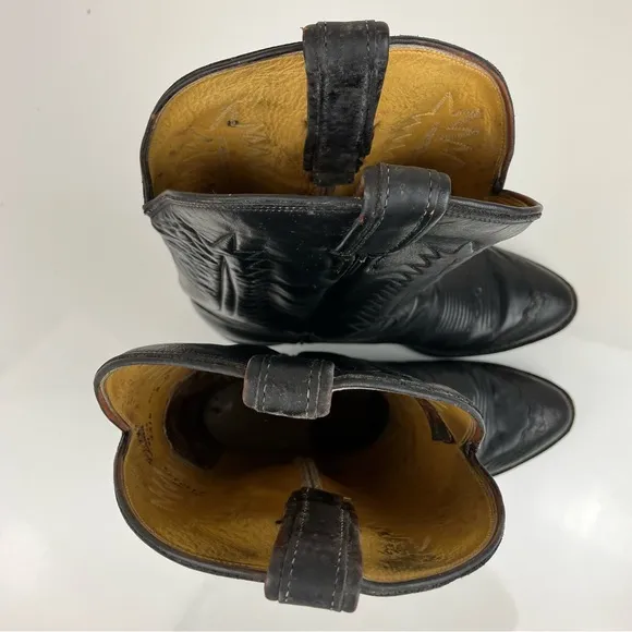 VTG Tony Lama Men’s Size 8.0 D 6214 Black Leather Cowboy Boots Lizard Wingtip