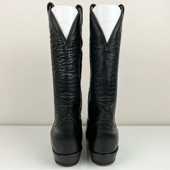 VTG Tony Lama Men’s Size 8.0 D 6214 Black Leather Cowboy Boots Lizard Wingtip