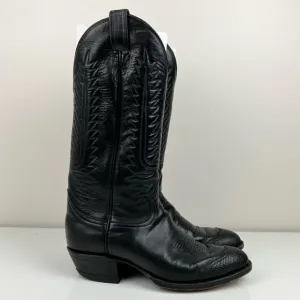 VTG Tony Lama Men’s Size 8.0 D 6214 Black Leather Cowboy Boots Lizard Wingtip