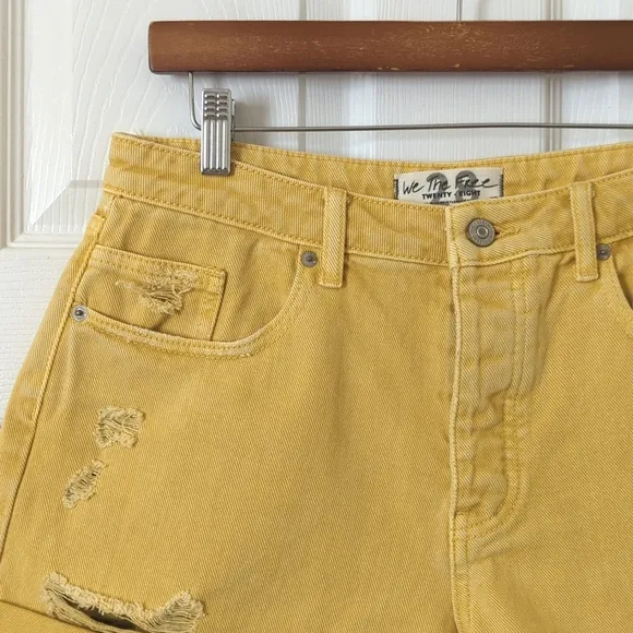 We The Free Anytime Anywhere Crvy Distressed High Waisted Cuffed Jean Shorts 28
