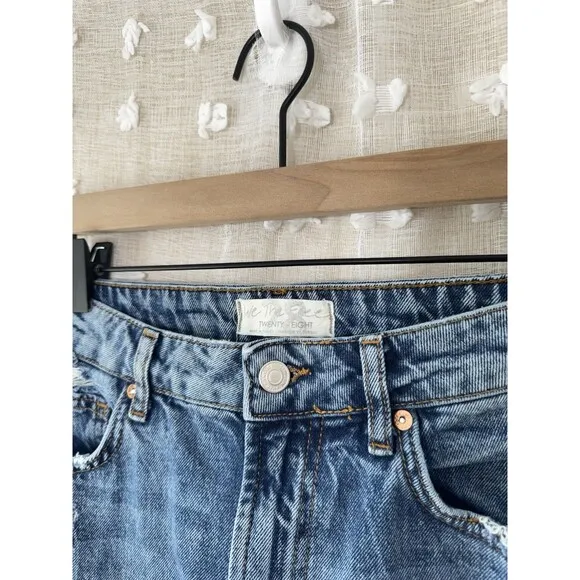 We The Free People Dakota Straight Leg Jeans Womens 25 Blue Distressed