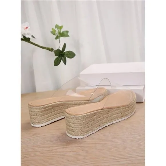 Wedge Heel Thick-Soled Sandals Waterproof Platform Transparent Open-Toe Sandals