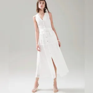 WHBM - NWT - White Eyelet Midi Shirtdress - size 6