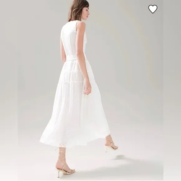 WHBM - NWT - White Eyelet Midi Shirtdress - size 6