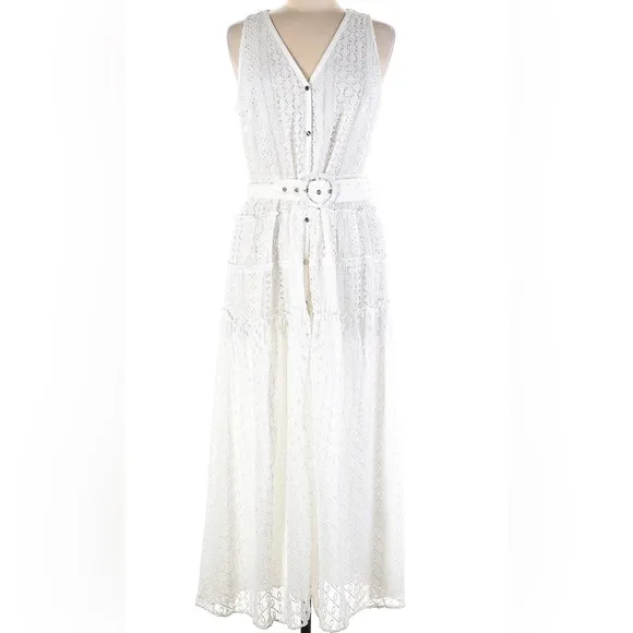 WHBM - NWT - White Eyelet Midi Shirtdress - size 6