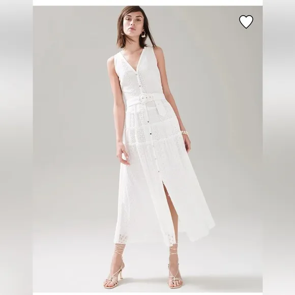 WHBM - NWT - White Eyelet Midi Shirtdress - size 6