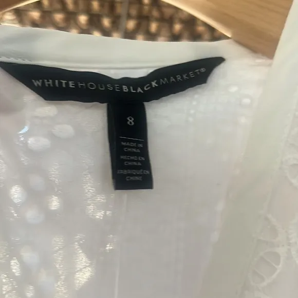 WHBM - NWT - White Eyelet Midi Shirtdress - size 6