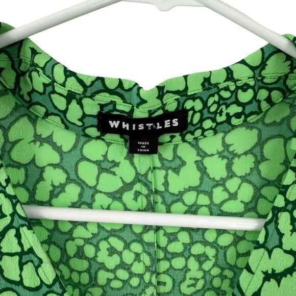 Whistles Green Leopard Petals Midi Dress Sz 4