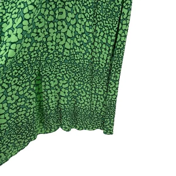 Whistles Green Leopard Petals Midi Dress Sz 4