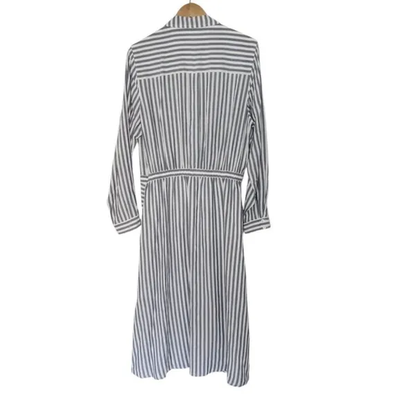 Whistles Striped Long Sleeve Wrap Dress