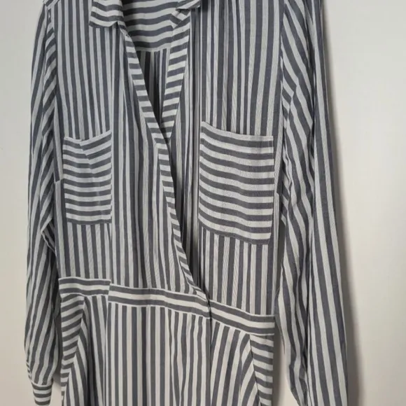 Whistles Striped Long Sleeve Wrap Dress