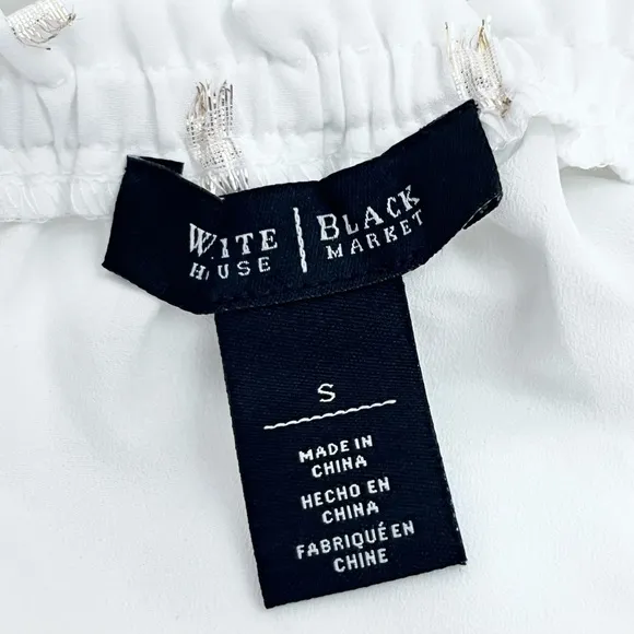 White House Black Market Off Shoulder Mini Dress White Gold Size Small