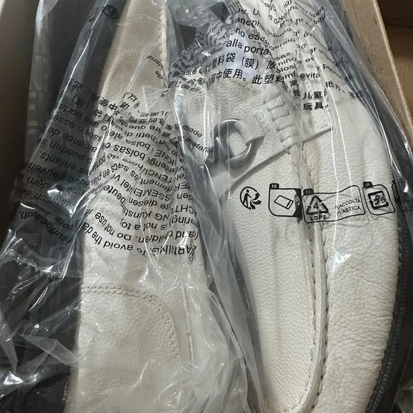 White Leather Loafers with Silver Buckle