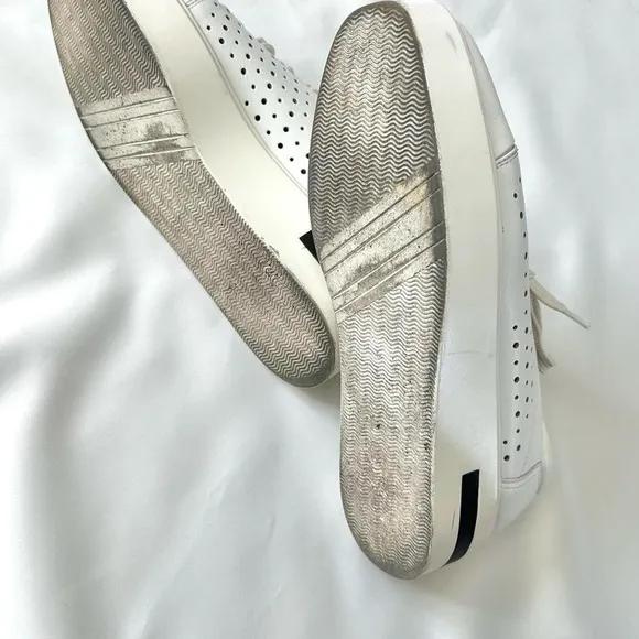 White Leather Platform Oxford Sneakers Sporty Perforated Upper Size-women's 9