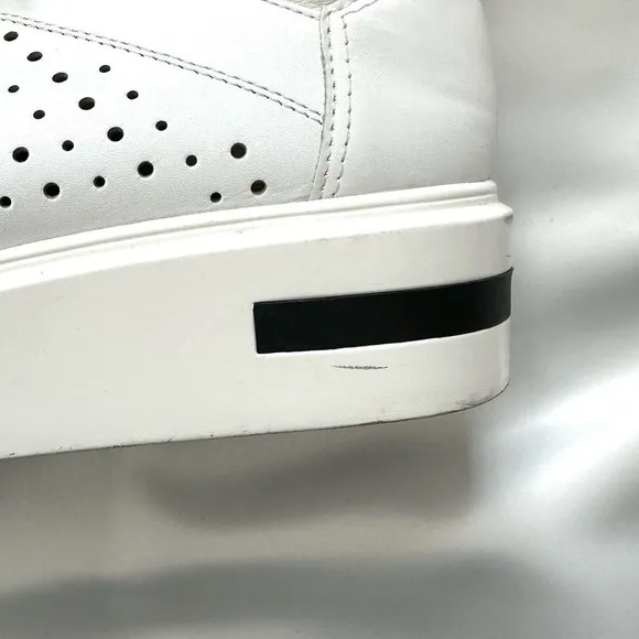 White Leather Platform Oxford Sneakers Sporty Perforated Upper Size-women's 9