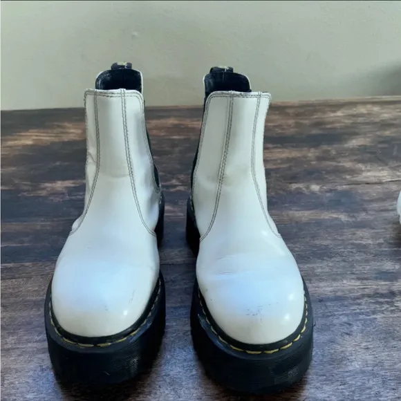 White platform doc martens Chelsea slip on size women’s 8 or mens 7