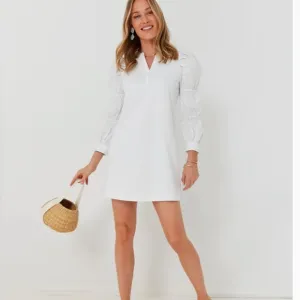 White Poplin Long Sleeve Willa Mini Knit DressHYACINTH HOUSE