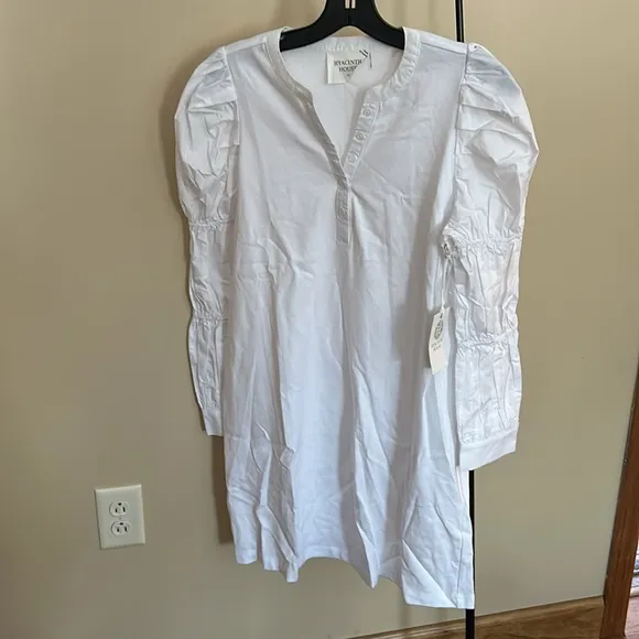 White Poplin Long Sleeve Willa Mini Knit DressHYACINTH HOUSE