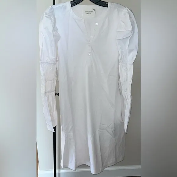 White Poplin Long Sleeve Willa Mini Knit DressHYACINTH HOUSE