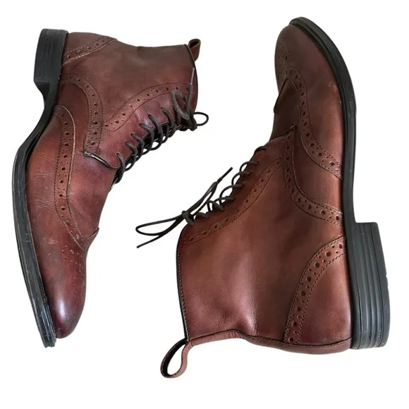 WINTHROP BROGUE LACE UP WINGTIP LEATHER BOOTS SIZE 11